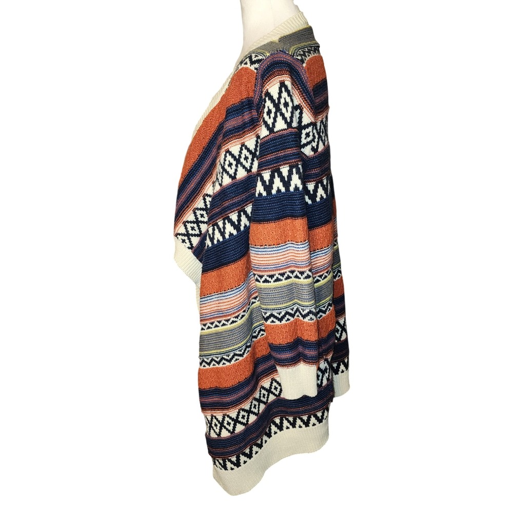 Ekklesia Aztec Southwestern Stripe Open Front Cardigan Sweater 1 Size Fits Most - Picture 2 of 6